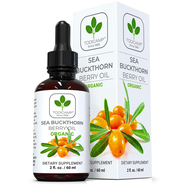 Sea Buckthorn Oil Organic   2 fl oz Cold Pressed Sea Buckthorn Berry Oil   Seabuckthorn Oil for Face and Organic Sea Buckthorn Oil Supplement