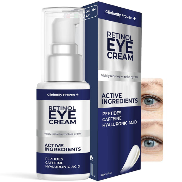 Retinol Eye Cream for Puffiness and Bags Under Eyes  Hyaluronic Acid & Peptide Anti Aging Treatment with Caffeine  Advanced Tightening & Firming Formula for Wrinkles & Fine Lines
