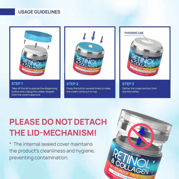 Retinol Cream for Face   Collagen and Retinol Moisturizer with Hyaluronic Acid Day Night Anti Aging Retinol Face Moisturizer for Women Men Collagen Cream for Face Reduces Wrinkles Dryness 1.85 Oz