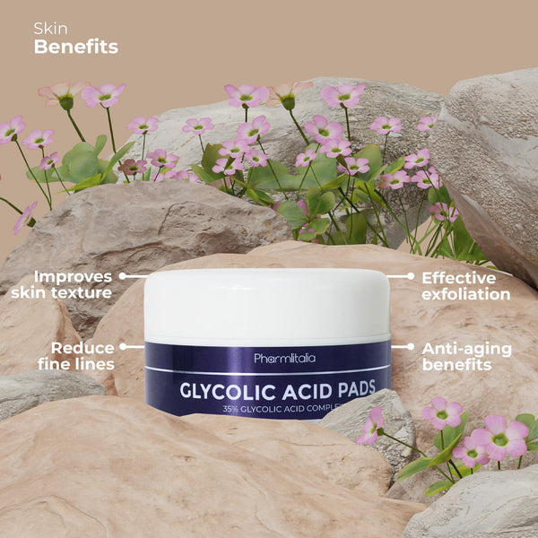 Glycolic Acid Pads 35%   Anti Aging Treatment for Clearer Smoother Skin   Glycolic Acid Peel Pads For Dark Spots Acne and Wrinkles   Infused with Hyaluronic Acid & Retinol   60 Pads