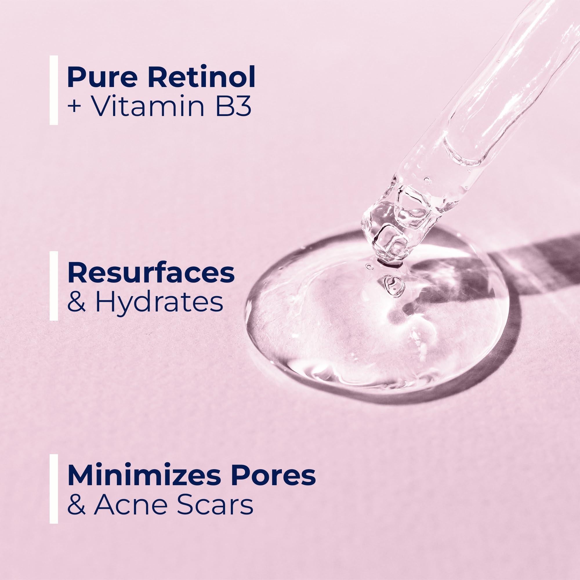 Resurfacing Retinol Serum for Face with Vitamin B3   Pure Retinol Face Serum for Anti Aging Wrinkles Fine Lines Acne Scar and Sun Spots for a Radiant Complexion   Boost Collagen and Hydrates