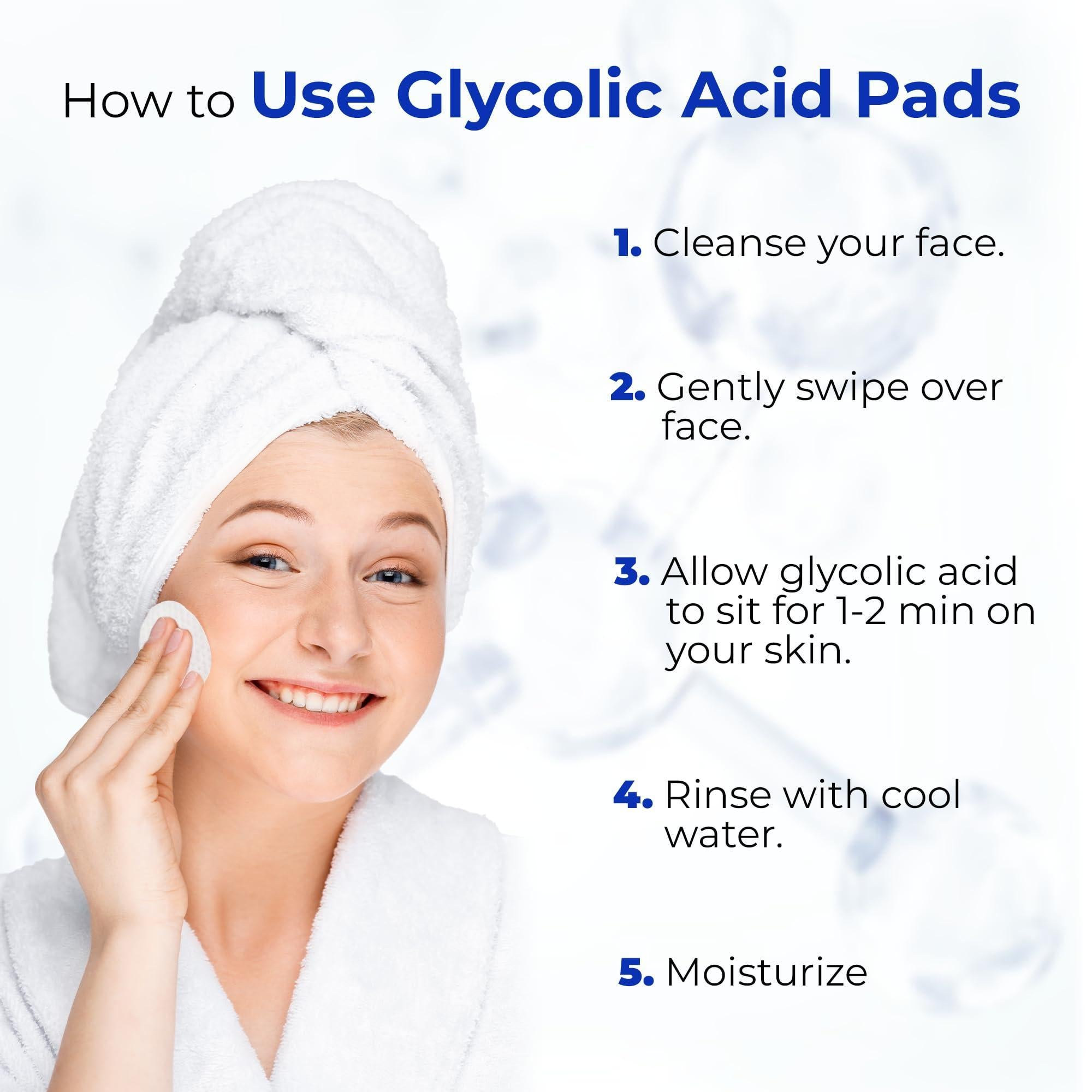 Glycolic Acid Pads 35%   Anti Aging Treatment for Clearer Smoother Skin   Glycolic Acid Peel Pads For Dark Spots Acne and Wrinkles   Infused with Hyaluronic Acid & Retinol   60 Pads