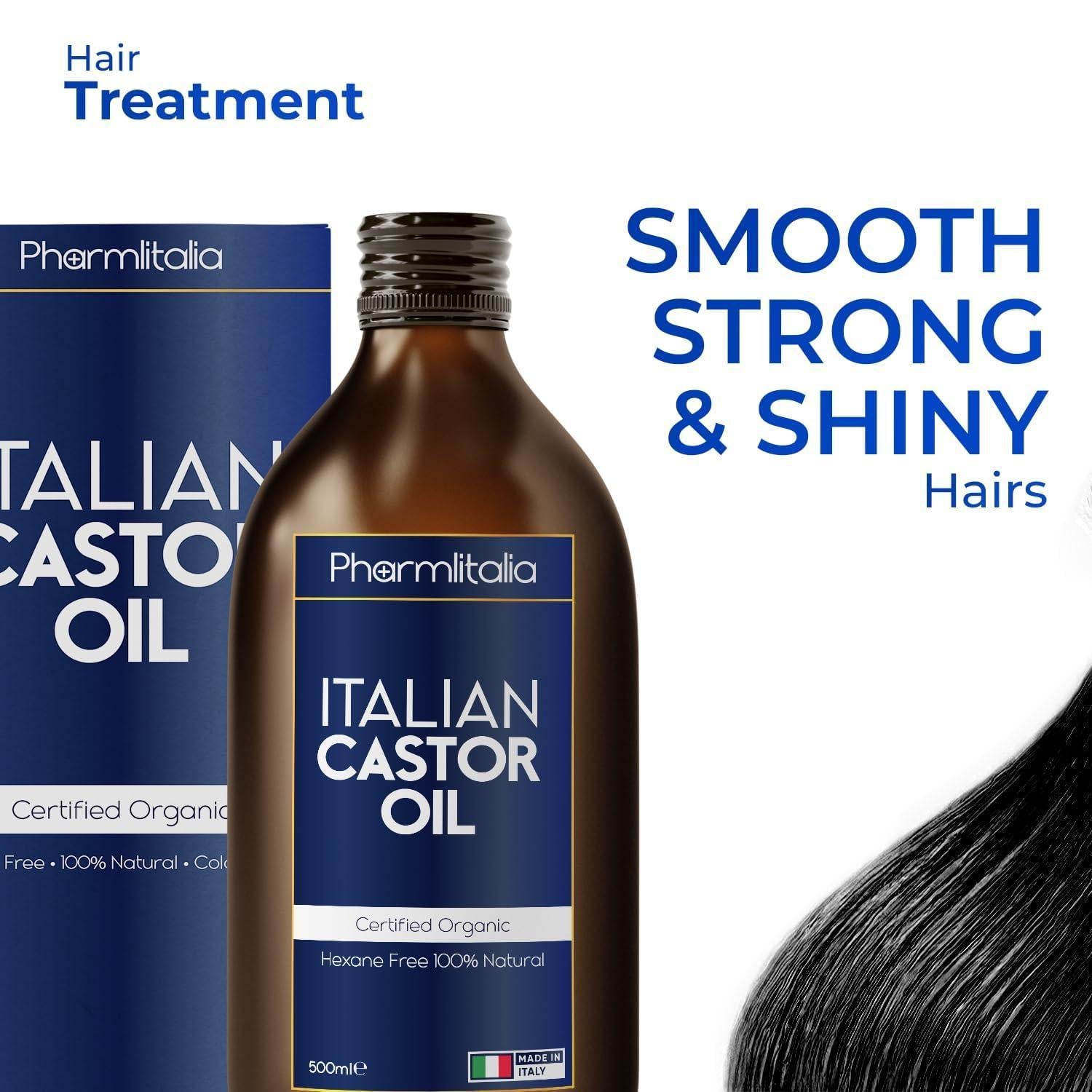 Cold Pressed Organic Castor Oil Hexane Free   500ml Pure Castor Oil for Hair Growth Eyelashes Skin Care and Nails   Promotes Growth Strengthens & Conditions   100% Organic Golden Castor Oil