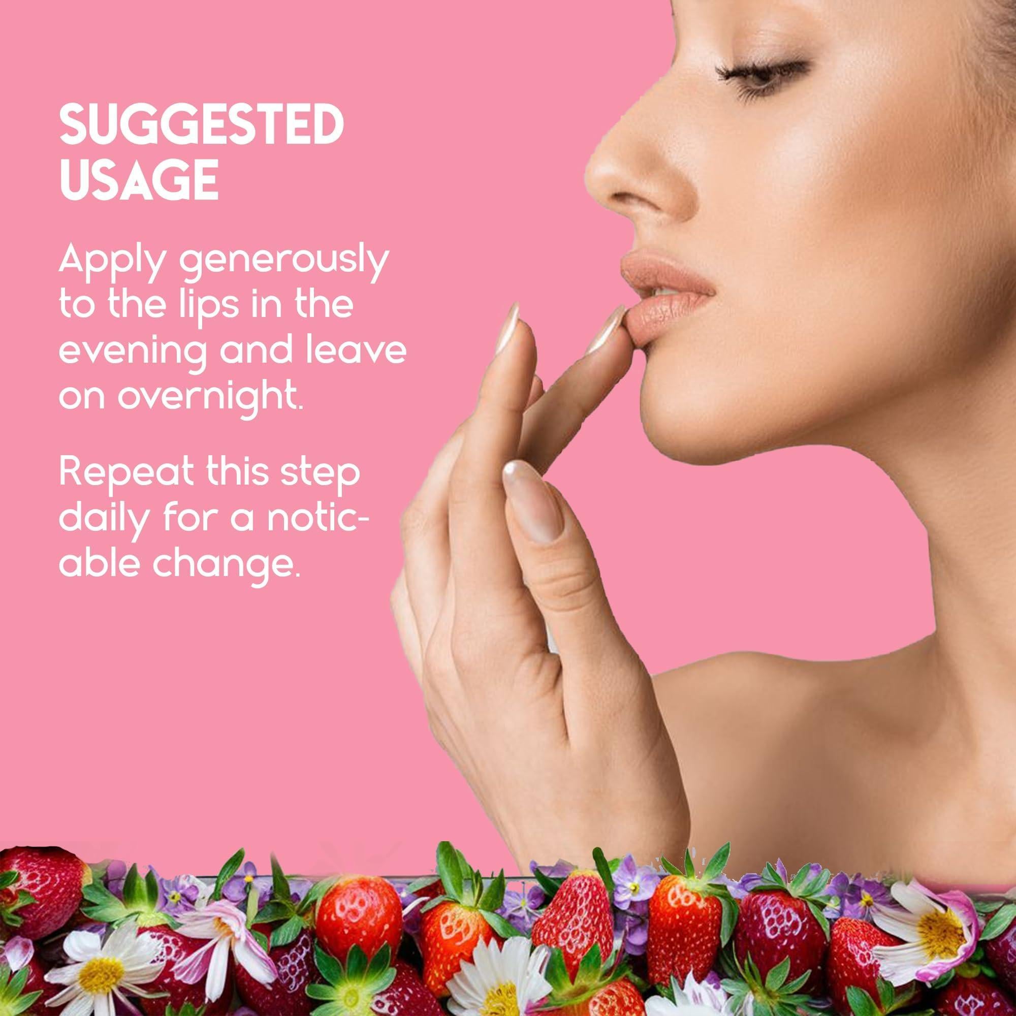Lip Sleeping Mask with Hyaluronic Acid & Vitamin C   Nourish & Hydrate Dry Lips with Lip Balm   Overnight Lip Mask Moisturizer for Skin Care   Strawberry