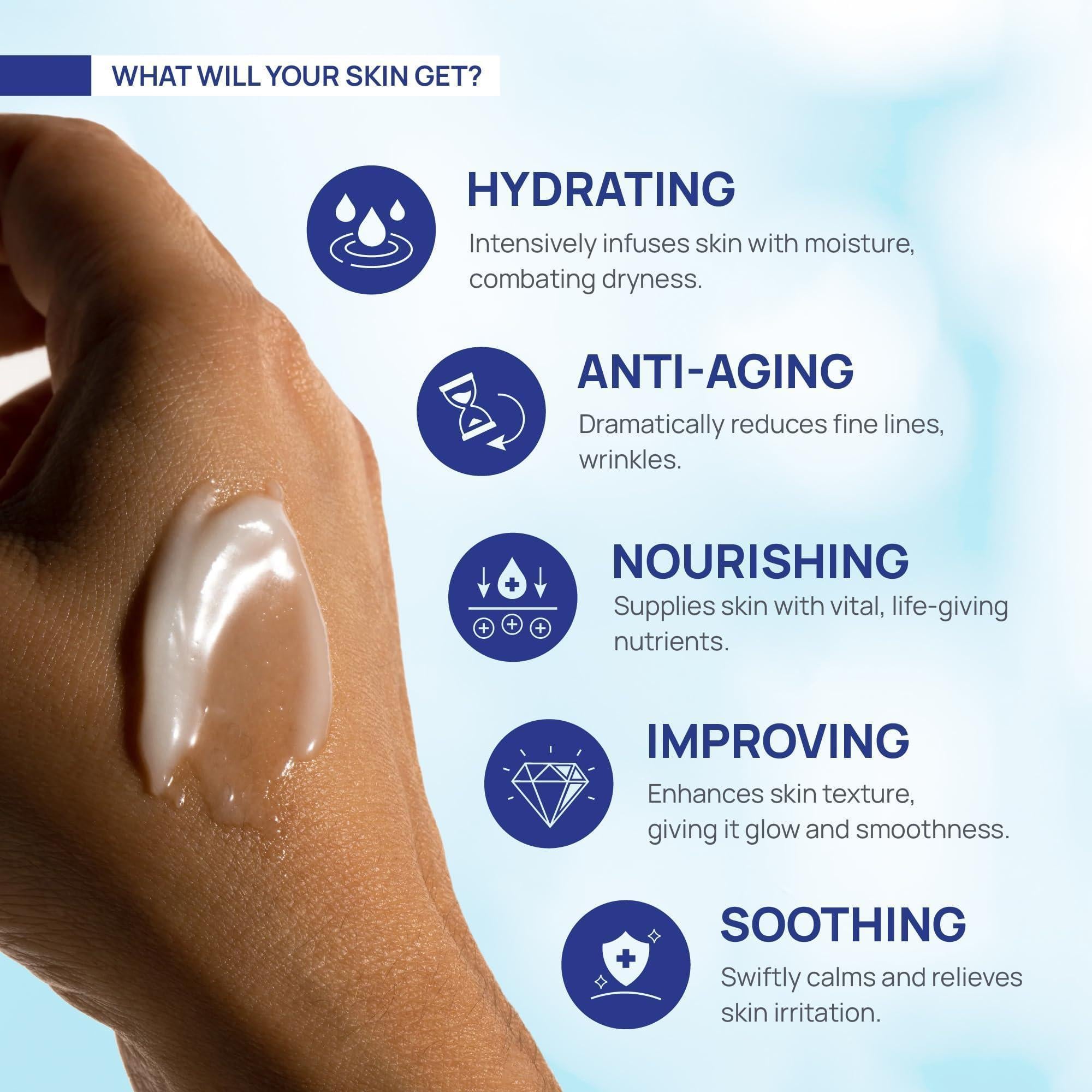 Retinol Cream for Face   Collagen and Retinol Moisturizer with Hyaluronic Acid Day Night Anti Aging Retinol Face Moisturizer for Women Men Collagen Cream for Face Reduces Wrinkles Dryness 1.85 Oz