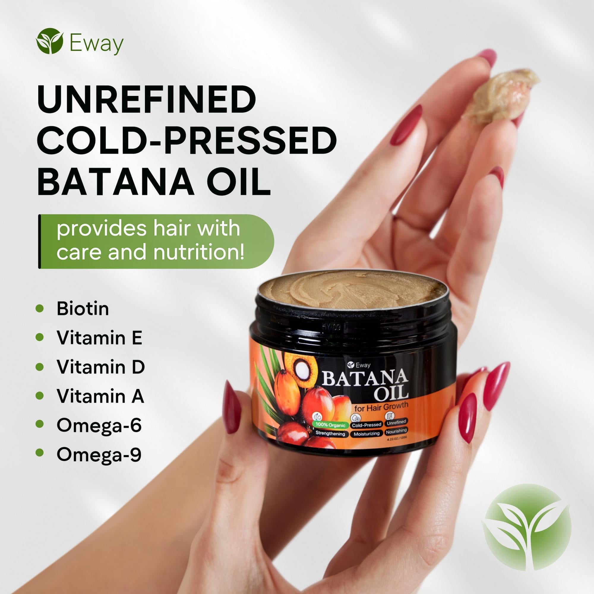 Eway Pure Batana Oil for Hair Growth Dr Sebi Organic – 100% Raw Batana Oil for Hair Growth with a Nourishing Formula to Shine for Both Women & Men