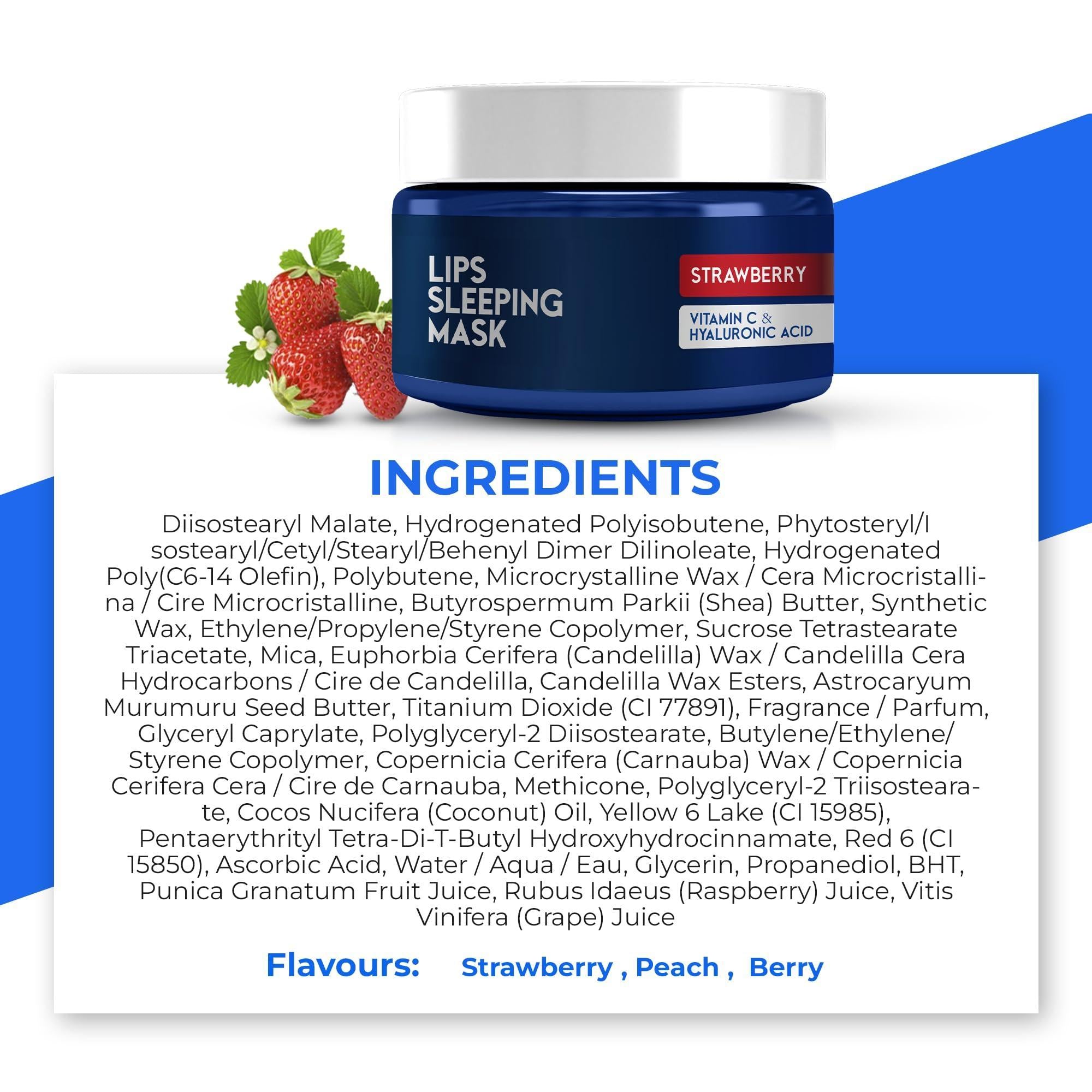 Lip Sleeping Mask with Hyaluronic Acid & Vitamin C   Nourish & Hydrate Dry Lips with Lip Balm   Overnight Lip Mask Moisturizer for Skin Care   Strawberry