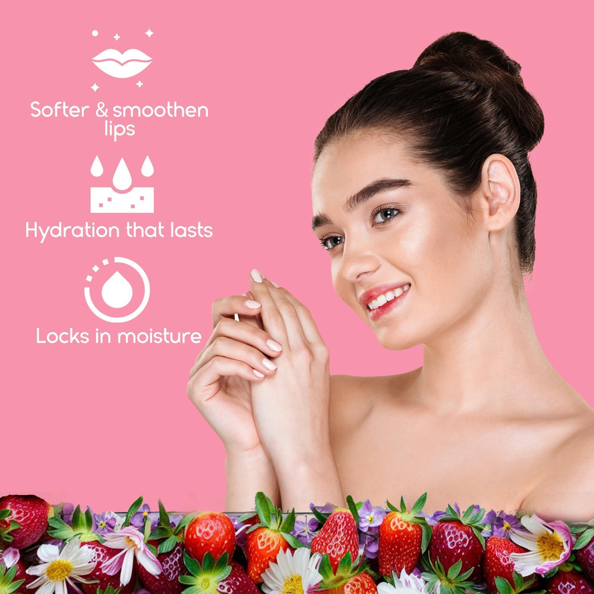 Lip Sleeping Mask with Hyaluronic Acid & Vitamin C   Nourish & Hydrate Dry Lips with Lip Balm   Overnight Lip Mask Moisturizer for Skin Care   Strawberry