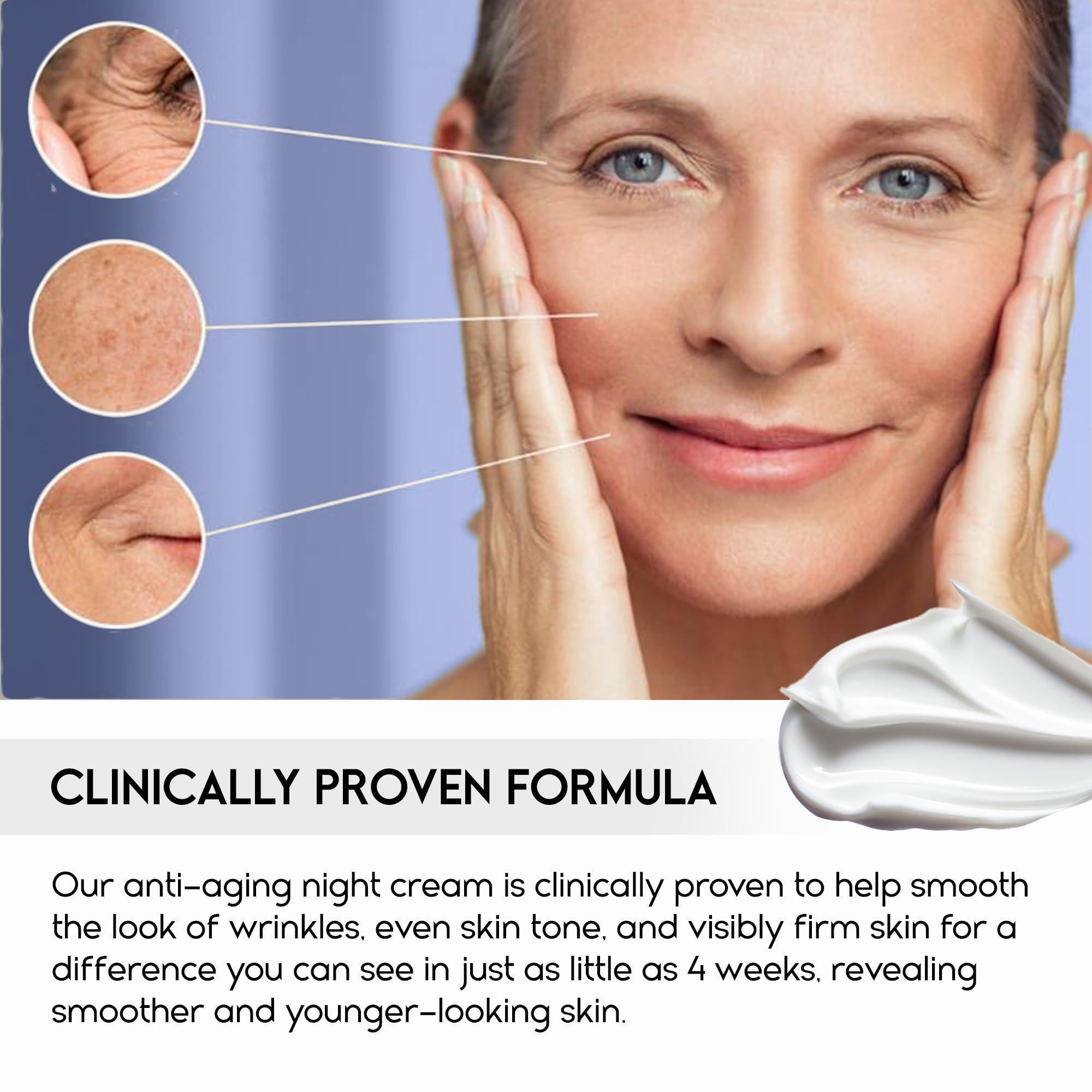 Night Cream for Women Anti aging Retinol Night Cream for Face Wrinkle Cream for Women Overnight Collagen Repair   Hyaluronic Acid Face Moisturiser with Niacinamide Peptides   Made in Italy